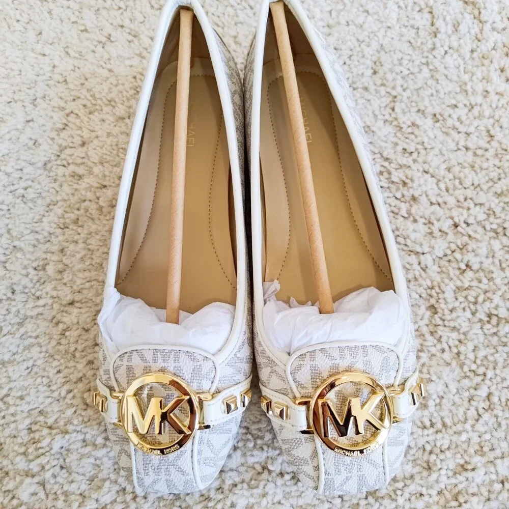Michael Kors Fulton Studded Logo Moccasin size 7.5 color vanilla 49T8FUFR1B - Picture 12 of 15